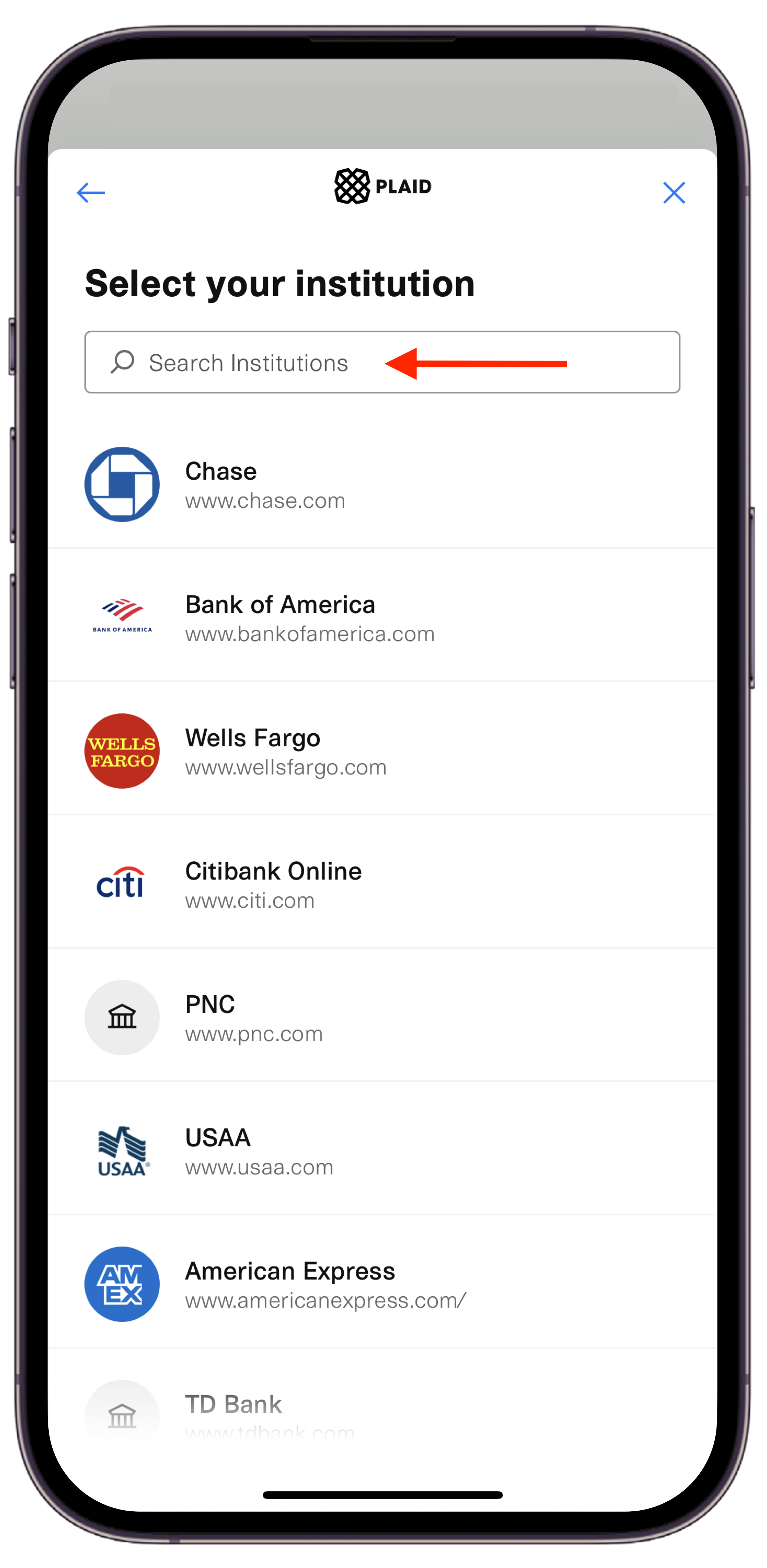 iOS - Plaid _ Sélectionnez Banque.png