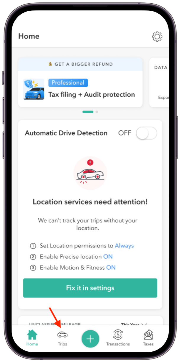 Home screen - Self-employed - trips.png