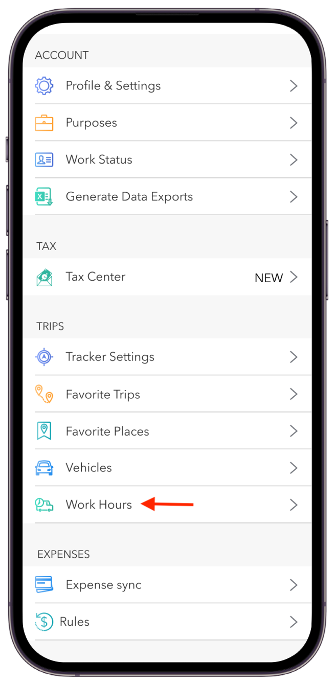 iOS - Side menu - Work Hours.png