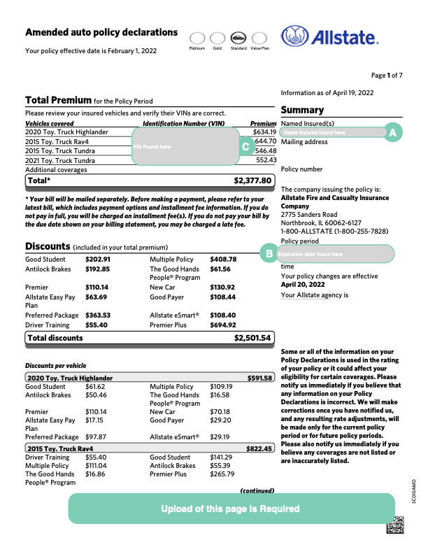 How To Find And Read Your Insurance Declaration Page Everlance Help Center 